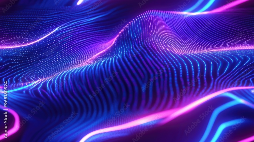 Abstract design featuring blue neon light lines creating a textured background Abstract design featuring blue neon light lines creating a textured background