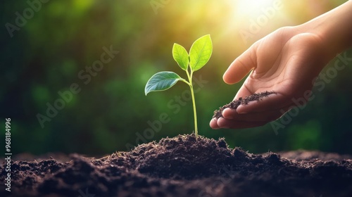 A Hand Gently Nurturing a New Sprout