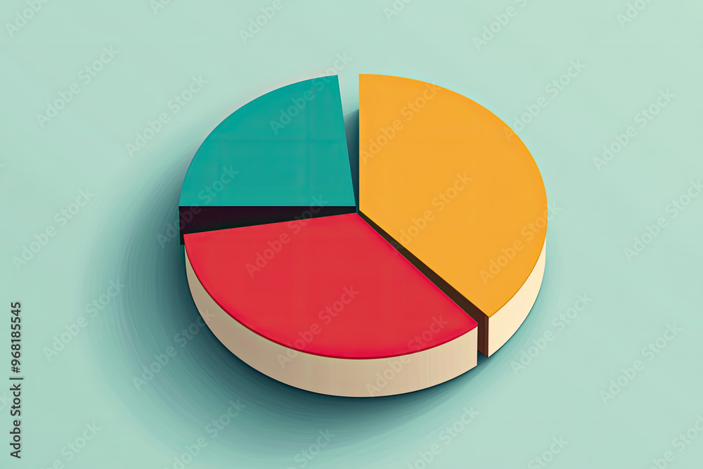 Obraz premium Flat design pie chart showing profit distribution with vibrant colors