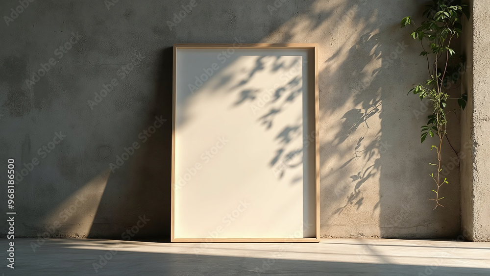 Blank Canvas Against Concrete Wall Blank Canvas Against Concrete Wall