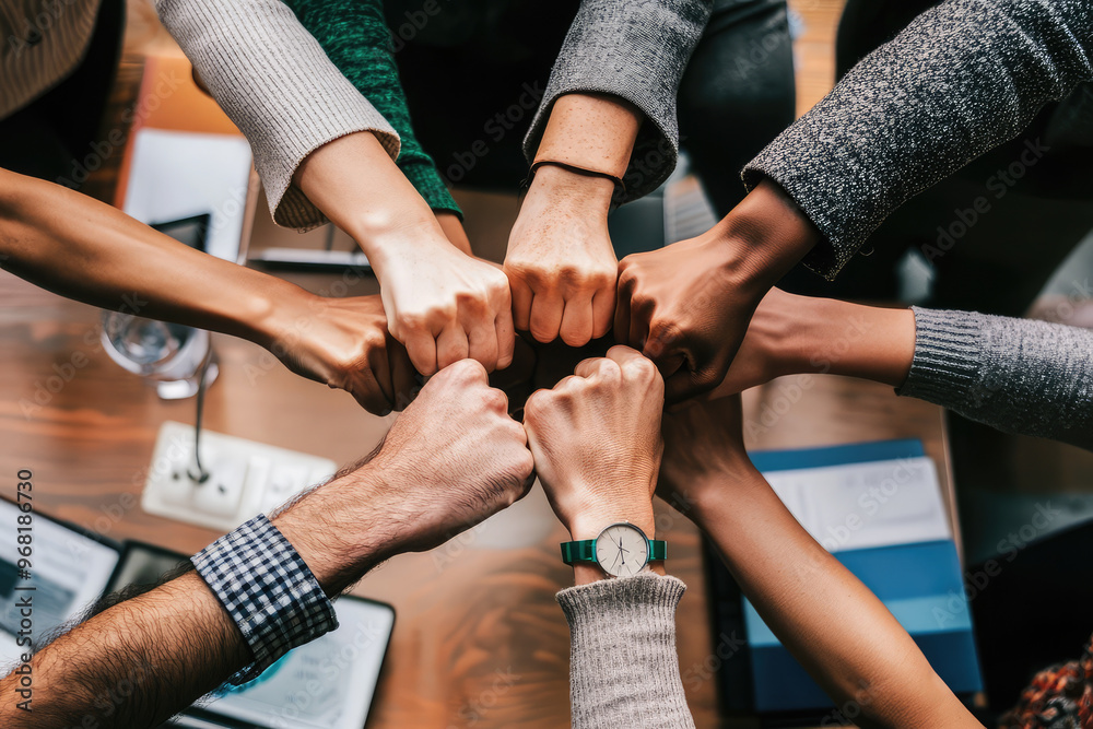 Collaborative teamwork with hands joining in unity and support Collaborative teamwork with hands joining in unity and support