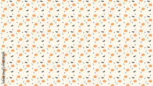 Halloween Seamless Pattern with Pumpkins