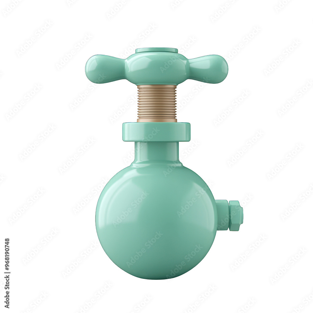 A stylish, mint green faucet handle isolated on a white background, perfect for modern kitchen and bathroom designs. transparent background A stylish, mint green faucet handle isolated on a white background, perfect for modern kitchen and bathroom designs. transparent background