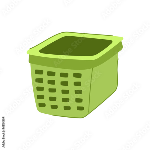 lightweight laundry basket plastic cartoon. portable foldable, stackable ventilated, sturdy washable lightweight laundry basket plastic sign. isolated symbol vector illustration