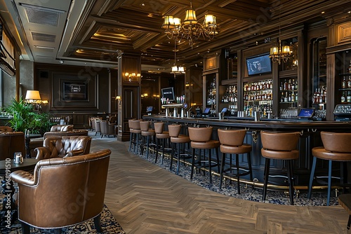 Obraz na płótnie Large bar space in a luxury hotel, inviting for guests to enjoy. w salonie