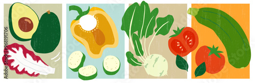 A colourful set of hand drawn vegetables. Vector based. Perfect for print and digital.