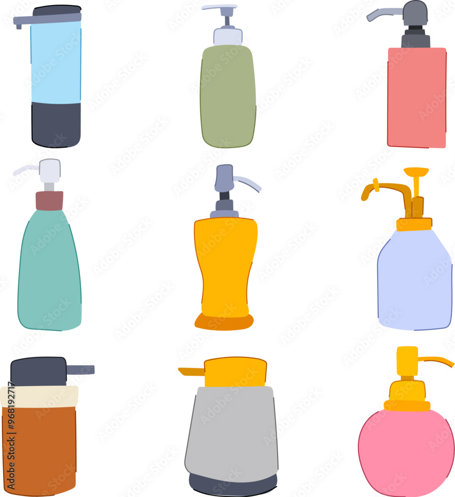 liquid soap dispenser set cartoon. bathroom kitchen, hands clean, refillable automatic liquid soap dispenser sign. isolated symbol vector illustration liquid soap dispenser set cartoon. bathroom kitchen, hands clean, refillable automatic liquid soap dispenser sign. isolated symbol vector illustration