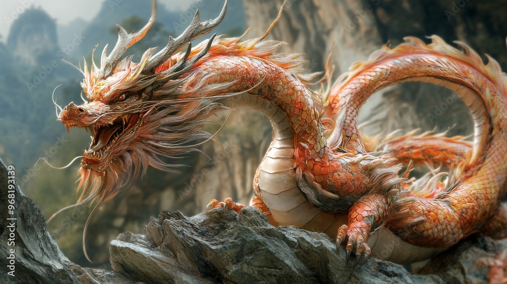 Fototapeta premium chinese dragon on the wall