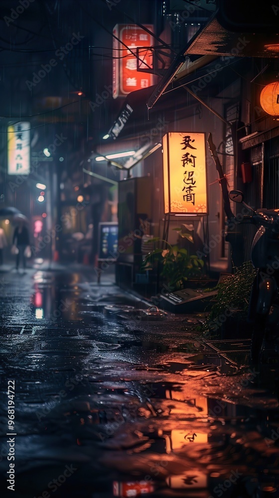 Rainy Night in a Japanese City Alley Rainy Night in a Japanese City Alley