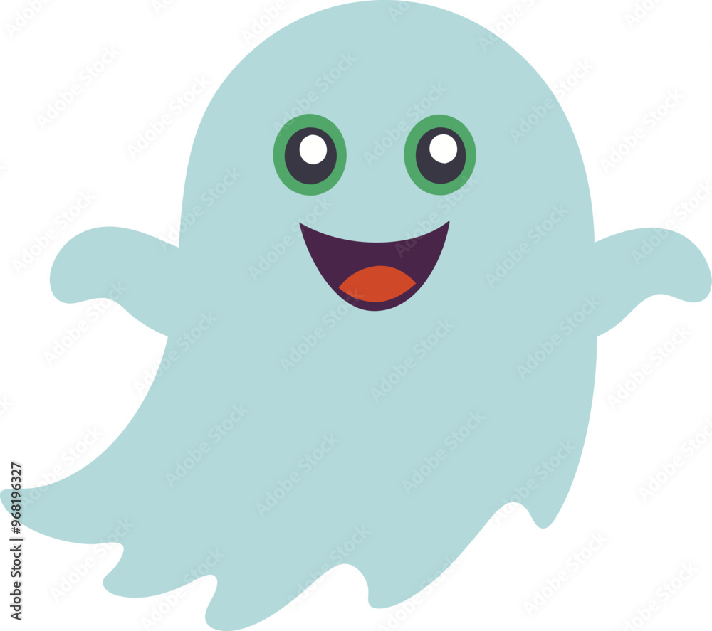 Vector Halloween Ghost Icon on Transparent Background for Spooky Designs .