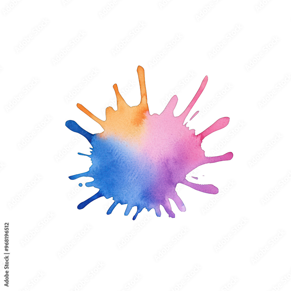 Obraz premium A vibrant watercolor splash in dynamic colors, perfect for creative projects, backgrounds, and artistic expressions. transparent background
