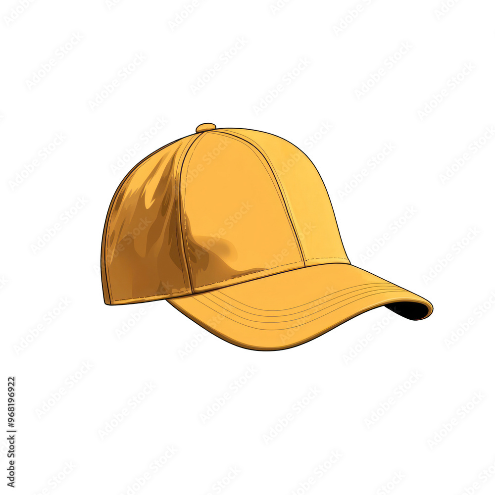Fototapeta premium A vibrant yellow cap with a sleek design, perfect for fashion, sports, and outdoor activities. Ideal for casual wear or branding. transparent background