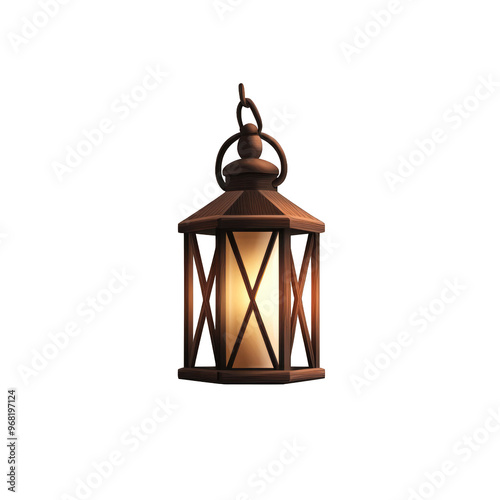 A vintage lantern illuminating a warm light, perfect for enhancing ambiance in home decor or outdoor settings. transparent background