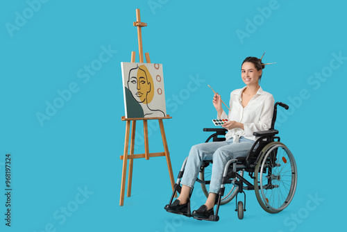 Female artist in wheelchair...
