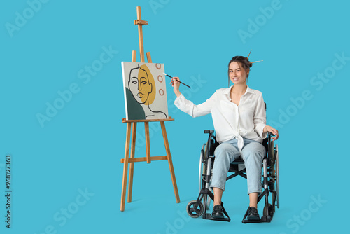 Female artist in wheelchair...