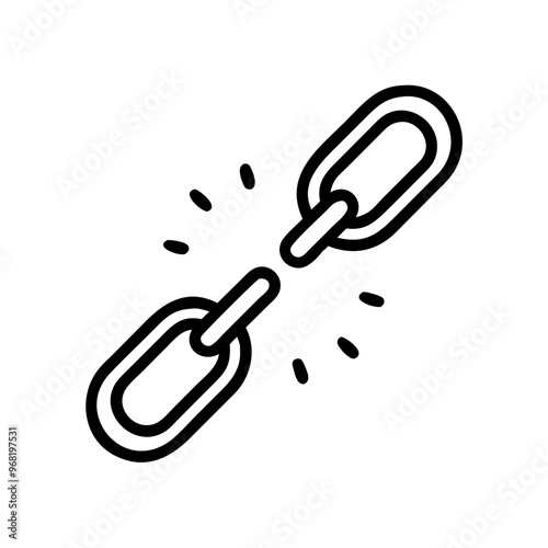 Broken chain link illustration, minimalistic design, black and white concept