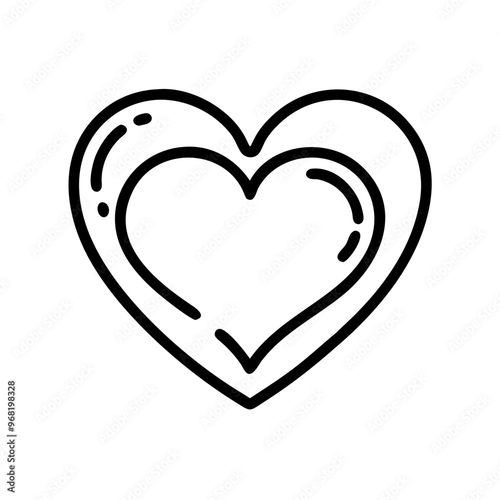 Heart illustration, minimalistic design, black outline on white background Heart illustration, minimalistic design, black outline on white background