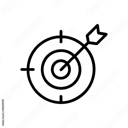 Target icon with an arrow hitting the center symbolizing goals and achievements