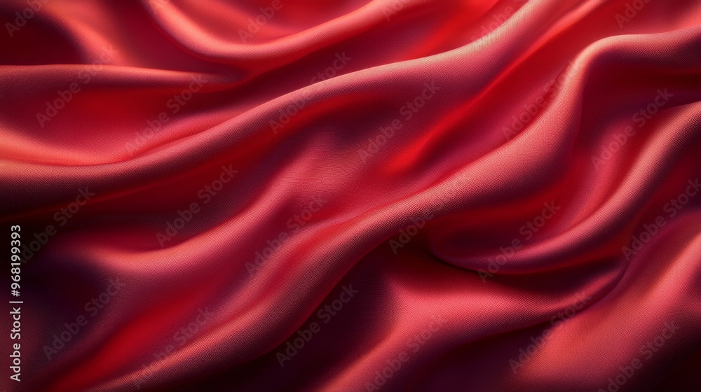 Flowing red silk fabric with soft waves Flowing red silk fabric with soft waves