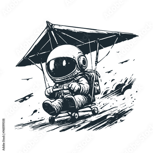 Canvastavla Cute astronaut ride a gilder