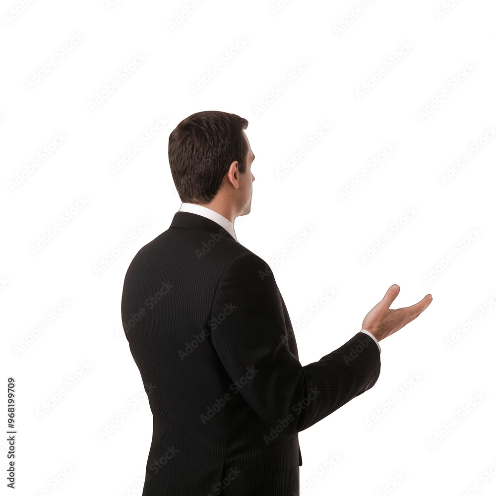 Businessman gesturing while presenting ideas, showcasing professionalism and confidence in a formal setting. transparent background Businessman gesturing while presenting ideas, showcasing professionalism and confidence in a formal setting. transparent background