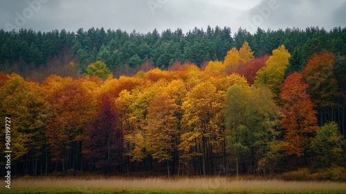 Vibrant nature trees in full autumn color