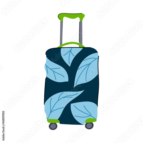 stylish luggage cover cartoon. fabric fit, secure accessory, stretchable washable stylish luggage cover sign. isolated symbol vector illustration