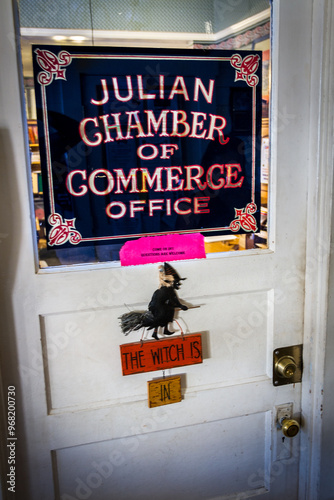 Julian Chamber of Commerce office door decorated with a witch. photo