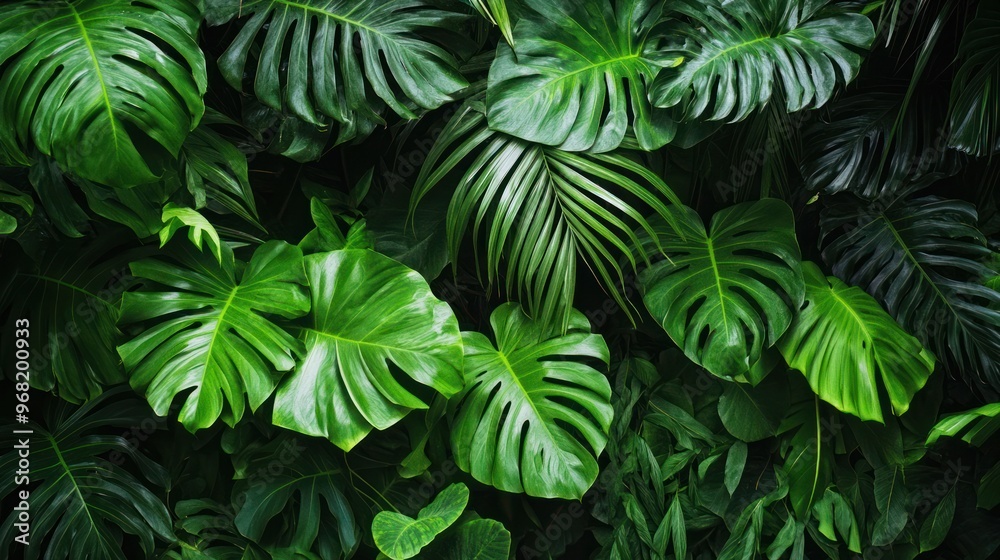 Refreshing nature green foliage in a tropical rainforest Refreshing nature green foliage in a tropical rainforest
