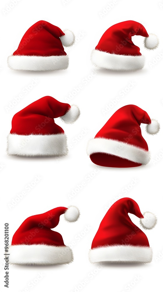 Set of Santa Claus Hats on White Background, Christmas, Nativity, Abstract Image, Texture, Pattern Background, Wallpaper, Cover and Screen of Smartphone, PC, Laptop, 9:16 and 16:9 Format Set of Santa Claus Hats on White Background, Christmas, Nativity, Abstract Image, Texture, Pattern Background, Wallpaper, Cover and Screen of Smartphone, PC, Laptop, 9:16 and 16:9 Format