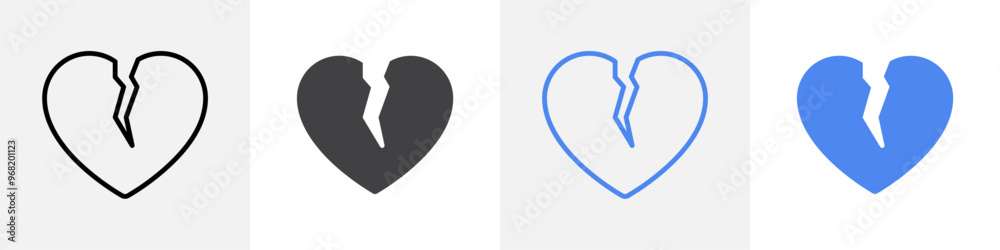 broken heart icon vector set use for web ui or app broken heart icon vector set use for web ui or app