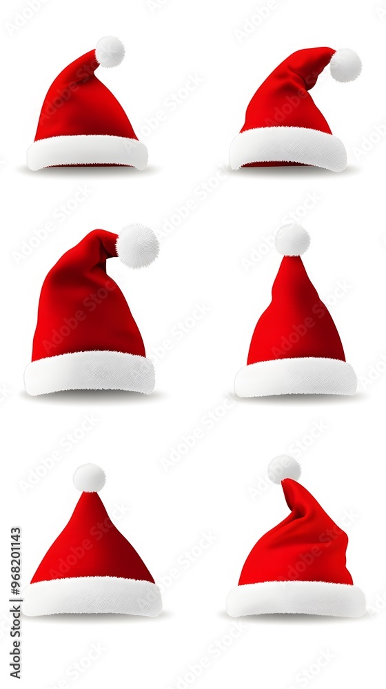 Set of Santa Claus Hats on White Background, Christmas, Nativity, Abstract Image, Texture, Pattern Background, Wallpaper, Cover and Screen of Smartphone, PC, Laptop, 9:16 and 16:9 Format Set of Santa Claus Hats on White Background, Christmas, Nativity, Abstract Image, Texture, Pattern Background, Wallpaper, Cover and Screen of Smartphone, PC, Laptop, 9:16 and 16:9 Format