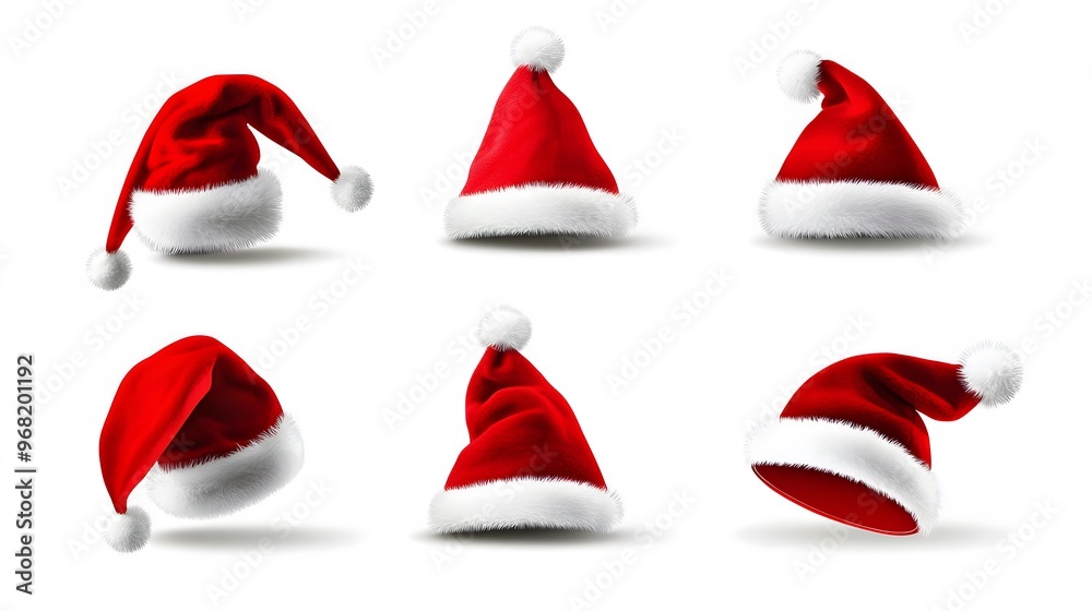 Set of Santa Claus Hats on White Background, Christmas, Nativity, Abstract Image, Texture, Pattern Background, Wallpaper, Cover and Screen of Smartphone, PC, Laptop, 9:16 and 16:9 Format Set of Santa Claus Hats on White Background, Christmas, Nativity, Abstract Image, Texture, Pattern Background, Wallpaper, Cover and Screen of Smartphone, PC, Laptop, 9:16 and 16:9 Format