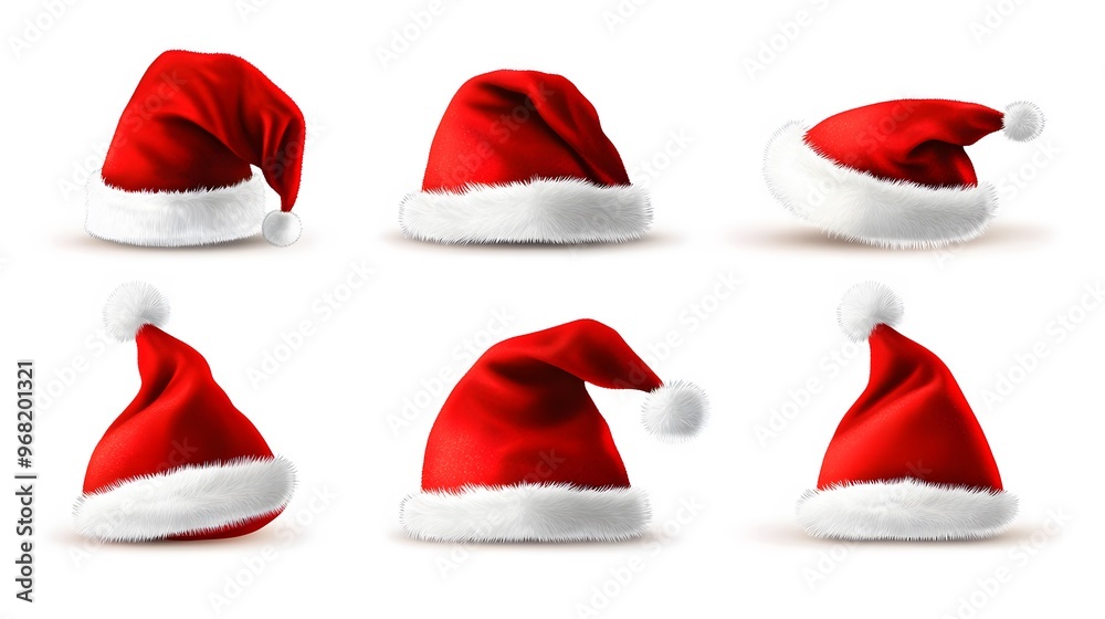 Set of Santa Claus Hats on White Background, Christmas, Nativity, Abstract Image, Texture, Pattern Background, Wallpaper, Cover and Screen of Smartphone, PC, Laptop, 9:16 and 16:9 Format Set of Santa Claus Hats on White Background, Christmas, Nativity, Abstract Image, Texture, Pattern Background, Wallpaper, Cover and Screen of Smartphone, PC, Laptop, 9:16 and 16:9 Format