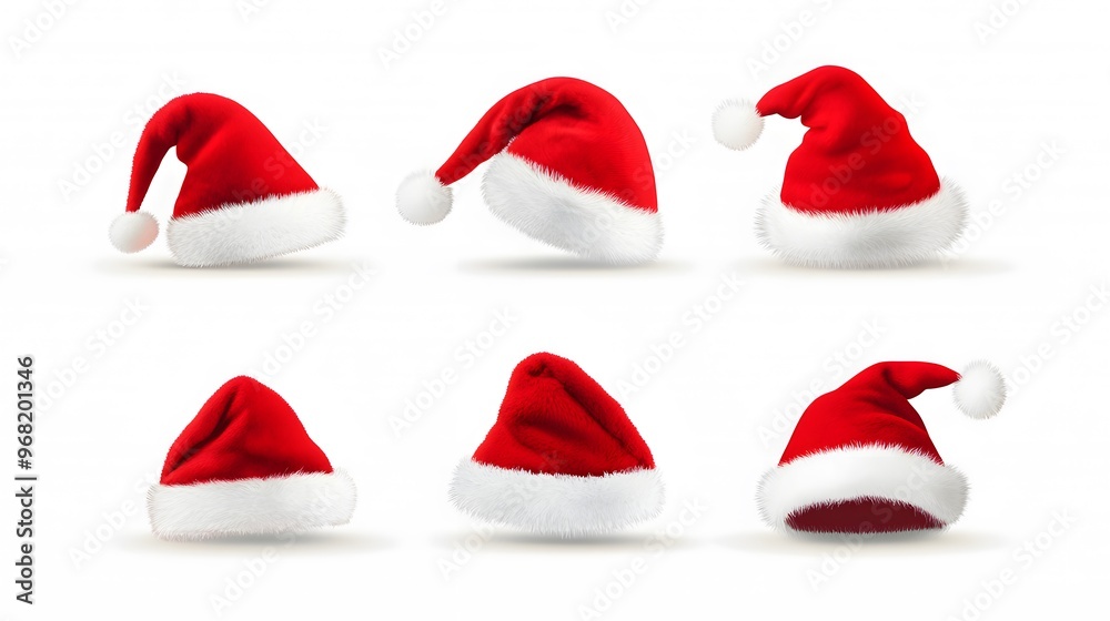 Set of Santa Claus Hats on White Background, Christmas, Nativity, Abstract Image, Texture, Pattern Background, Wallpaper, Cover and Screen of Smartphone, PC, Laptop, 9:16 and 16:9 Format Set of Santa Claus Hats on White Background, Christmas, Nativity, Abstract Image, Texture, Pattern Background, Wallpaper, Cover and Screen of Smartphone, PC, Laptop, 9:16 and 16:9 Format
