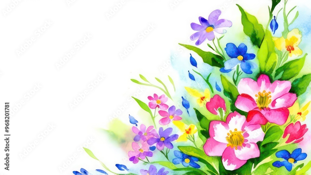 Fototapeta premium Beautiful light background for a wedding greeting card with delicate spring flowers