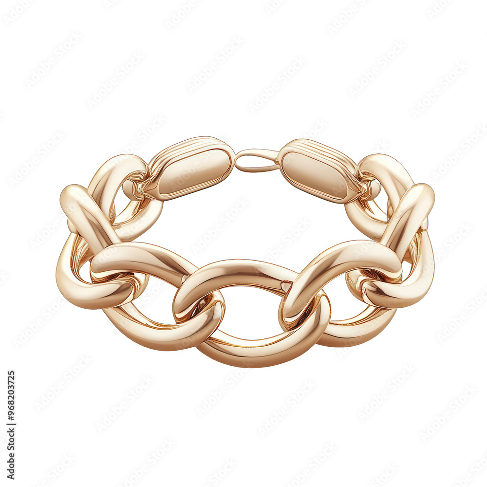 Obraz premium Elegant gold chain bracelet showcasing modern design, perfect for enhancing any stylish outfit and making a bold fashion statement. transparent background