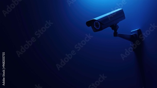 Surveillance camera with high technology, dark navy background