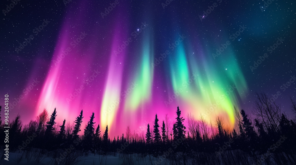 The Aurora Borealis lights up in the Night Sky The Aurora Borealis lights up in the Night Sky