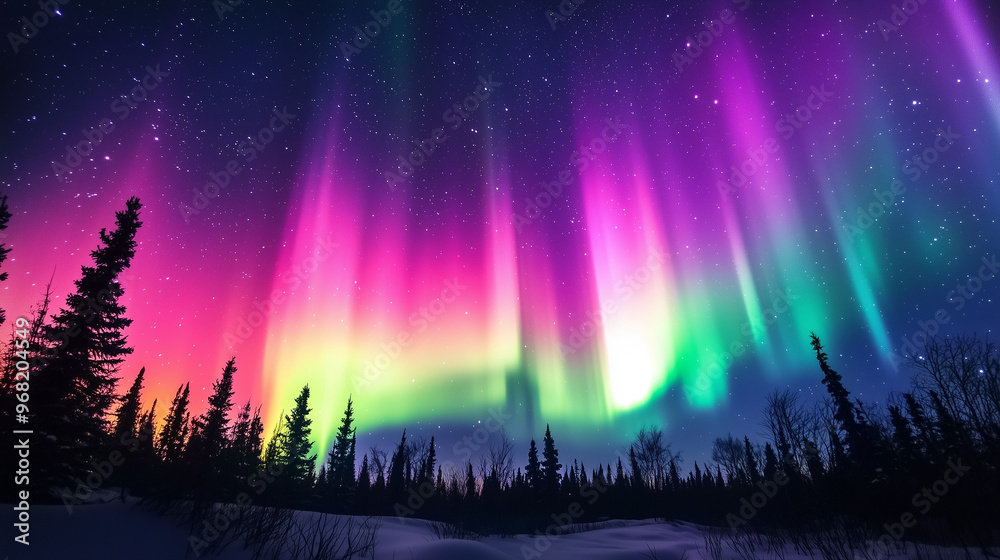 The Aurora Borealis lights up in the Night Sky The Aurora Borealis lights up in the Night Sky