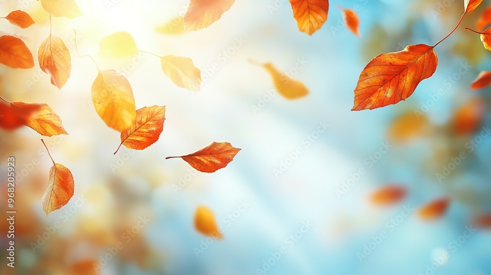 Falling Autumn Leaves Against a Bright Sky Falling Autumn Leaves Against a Bright Sky