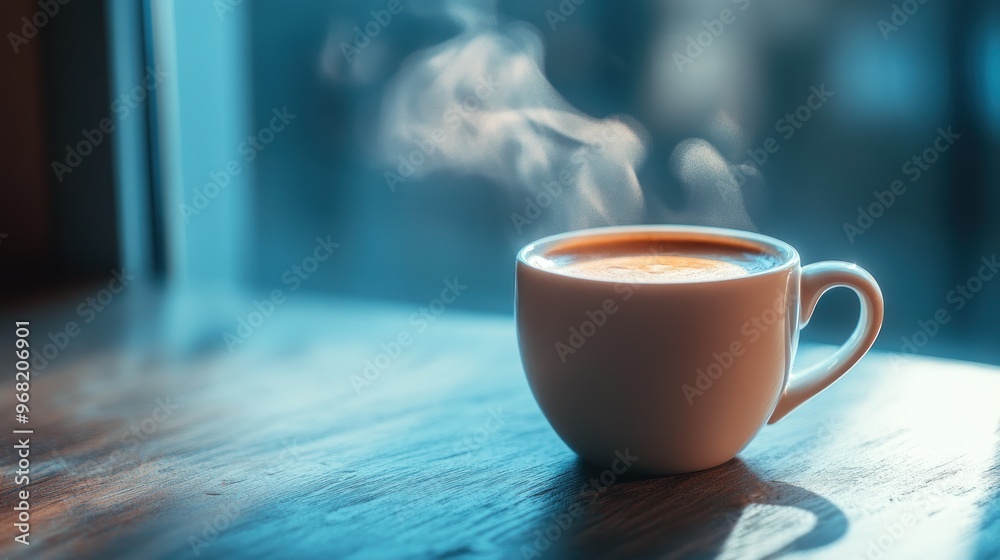 Fototapeta premium A Cup of Coffee with Steam Rising