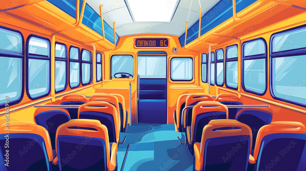 Interior Of A School Bus Featuring An Aisle Seat In An Empty Autobus interior-of-a-school-bus-featuring-an-aisle-seat-in-an-empty-autobus