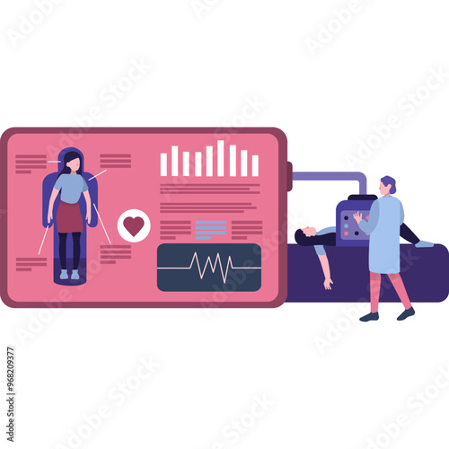 MRI or CT scan icon vector doctor and patient