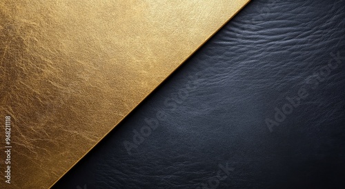Elegant arrangement of gold and black textures on a modern surface showcasing...