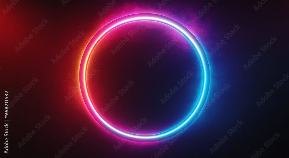 Fototapeta premium A vibrant neon-lit tunnel with bright colors and reflections creating a futuristic atmosphere