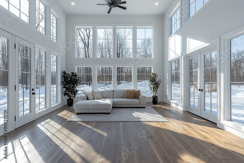 modern room with a window