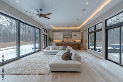 modern living room with windows