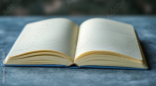A close-up view of an open notebook resting on a wooden surface in soft natur...