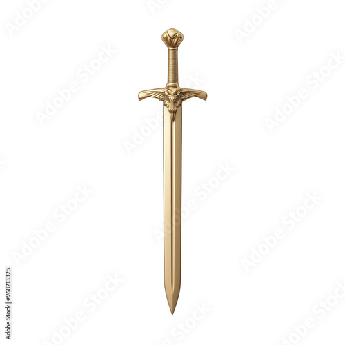 A beautifully crafted golden sword, symbolizing power, honor, and bravery, perfect for fantasy and historical themes. transparent background